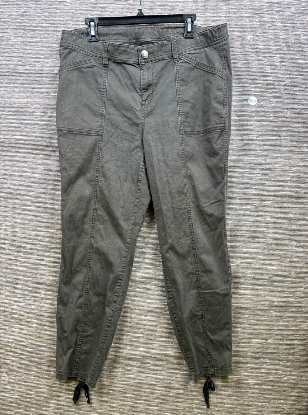 Lane Bryant Skinny Lace Up Utility Pants Womens 16 Olive Brown Mid Rise Stretch